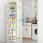 12.3" W Narrow Over the Door Pantry Organizer, 8-Tier Over the Door Organizer with Adjustable Basket, Pantry Door Organization for Pantry Kitchen Storage Room Spice Rack, White