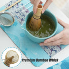 Clay&Fire Matcha Whisk Set, Ceramic Matcha Set, Matcha Bowl with Spout and Whisk, 9 pcs Matcha Tea Kit for Matcha Lovers, Ideal Gift Christmas, Birthday (Blue)
