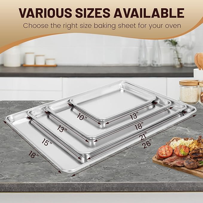 12 Pack Half Size Baking Sheet Pan Aluminum Commercial Pan for Oven Freezer Bakery Hotel Restaurant 18" × 13"