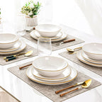AmorArc Ceramic Dinnerware Sets,Handmade Reactive Glaze Stoneware Plates and Bowls Sets,Highly Scratch Resistant | Dishwasher & Microwave Safe Dishes Set,Service for 4 (12pc)