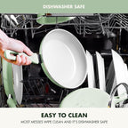 GreenPan Dover 8” Frying Pan Skillet with Spatula, Non-Toxic PFAS-Free Ceramic Nonstick Coating, Sear Saute Fry Egg Omlete, Dishwasher & Oven Safe, Stay Cool Handle, Easy Pour Rims, Pastel Green