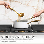 Black and Gold Kitchen Utensils Set - 7-Piece Silicone Cooking Tools with Gold Utensil Holder for Nonstick Cookware and Modern Kitchens - Stylish Luxury Kitchen Accessories