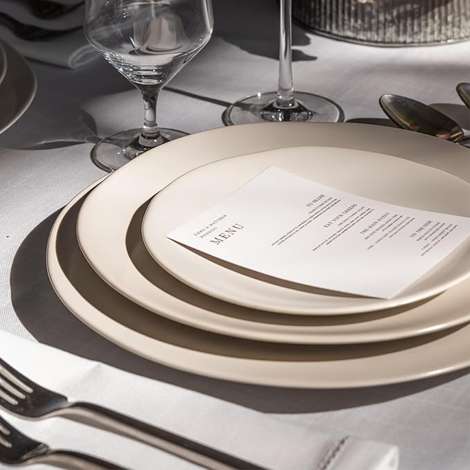 Eater x Zwiesel Fortessa Tempus Stoneware, 16 Piece Dinnerware Set (Service for 4), Linen