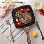 NEWBULIG Nonstick Frying Pan Skillets Set, with Detachable Stay-Cool Wooden Handle, Non toxic Induction Cookware, Free of Intentionally Added PFOA, Dishwasher ＆ Oven Safe, (9.5", 10.2", 11") Black