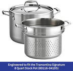 Tramontina Signature Stainless Steel Pasta Strainer Insert for Pot, Basket compatible with 8-Quart Stock Pot