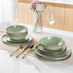 AmorArc Ceramic Dinnerware Sets,Handmade Reactive Glaze Stoneware Plates and Bowls Sets,Highly Scratch Resistant | Dishwasher & Microwave Safe Dishes Set,Service for 4 (12pc)