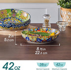 vancasso Pasta Bowls, 42 oz Ceramic Salad Bowls of 4,Large Corlorful Serving Bowls for Kitchen, Dishwasher & Microwave Safe Soup Bowls, Pasta Plates
