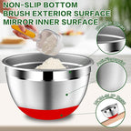 Mixing Bowls with Lids Set - 16pcs Stainless Steel Mixing Bowl Set with Colander, 3 Grater Attachments, Non-Slip Bottom, Metal Nesting Bowls with Strainer for Mixing & Serving - Multicolor