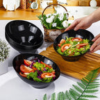 bUCLA 12 Pack Black Plastic Serving Bowls - 20 OZ Angled Bowls Disposable for Chip,Candy,Salad and Fruit - Ideal for Wedding, Party & Graduation