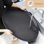 FillTouch 2 Pcs Restaurant Serving Trays PP Plastic Non Slip Rubber Lined Large Oval Tray for Kitchen Dining Room Cafeterias Fast Food Service (24 x 29 Inch,Black)
