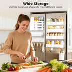 Magnetic Spice Rack for Refrigerator,8 Pack Magnetic Shelf,Fridge Magnet Organizer with Paper Towel Holder,Utensils Racks,Hook Rack,Deepened Basket,Fridge Organizers and Storage White(8 Pack)