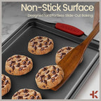 BAKKEN Kitchen Baking Pan Set - Nonstick Coating, Carbon Steel Bakeware Sets with Gray Silicone Handles, Baking Kitchen Essentials, PFOA, PFOS, PTFE Free, Oven Safe Tray (Up To 450° F), Set of 10