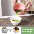Matcha Whisk Set 5 Pcs, Matcha Kit Set Includes Matcha Bowl, Matcha Whisk and Holder, Bamboo Scoop and Sifter, Ceramic Matcha Set, Matcha Tea Set, Ideal Gift for Family/Friend (Pink)