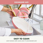 GreenPan 8" 10" & 12" 3 Piece Frying Pan Skillet Set, Healthy Ceramic Nonstick PFAS-Free Cookware, Hard Anodized Aluminum, Gold-Tone Stainless Steel Handles, Dishwasher and Oven Safe, Coral