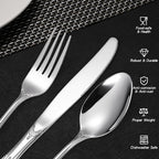 Gorgeous Retro Royal Silverware Set For 4,OIULO Stainless Steel 20-Piece Fine Vintage Flatware Set Service 4,Anti-rust Fork Spoon Knife,Antique Baroque Cutlery Utensils,Mirror Finish,Dishwasher Safe