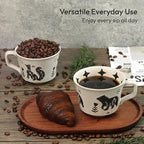 Ceramic Coffee Mug, 12 oz Small Novelty Unique Teacup with Handle, Stoneware Cup for Tea Mocha Latte Cappuccino (Set of 4, Fox and Bear)