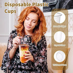 KesaPlan 100 Pcs 20 oz Clear Plastic Cups, Disposable Stemless Wine Glasses, Round Bottom Plastic Cocktails Cups, Crystal Disposable Cold Drinking Cup for Birthday Wedding Meeting Christmas Party