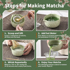 Matcha Whisk Set, 5 Pcs Ceramic Matcha Set, Matcha Kit Set Includes Matcha Bowl, Matcha Whisk and Holder, Bamboo Scoop and Sifter, Matcha Tea Set, Ideal Gift for Family/Friend (Cyan)