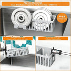 Yieach 3 in 1 Kitchen Sink Caddy Sponge Holder with Suction Cup and Adhesive,Plastic Rust-Proof kitchen Scrubber,Dish Scrub,Dish Soap Holder,Grey Hanging Sponge Rack and In Sink Organizer Essentials