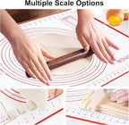 HOOMIL Silicone Baking Mat, Non-Stick, Non-Slip, Extra Large Pastry Mat for Rolling Dough, Bread Pie Crust Pizza Cookies Fondant Making, with Measurements - 24"x16"