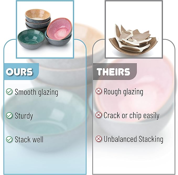 Brew To A Tea BTaT- Ceramic Dipping Bowls, 3.5 oz, 3.5 Inches, Soy Sauce Dish Ceramic, Small Serving Bowls for Side Dishes, Condiment, Sauces & Nuts, Chip-Resistant Dishwasher & Microwave Safe