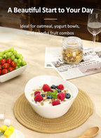 Yedio 48 oz Porcelain Salad Bowls Set of 4 – Large Serving Bowls for Pasta, Soup, Oatmeal, Snacks – Microwave & Dishwasher Safe, White Kitchen Bowl Set