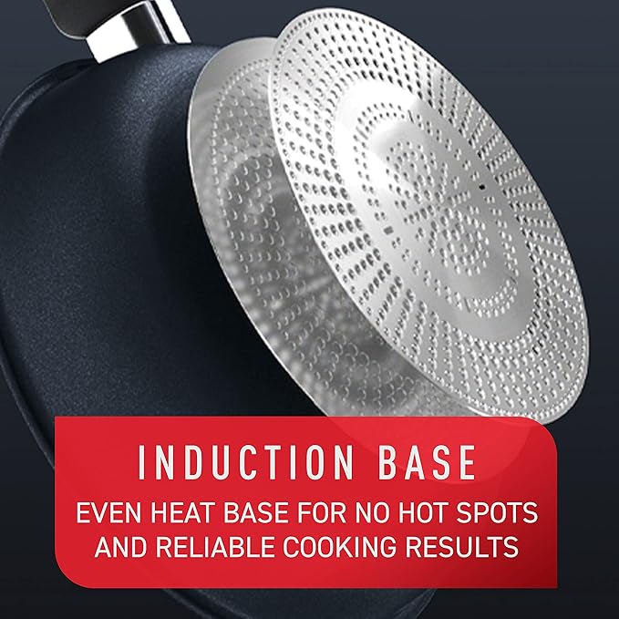 T-fal Platinum Non Stick Cookware Set 12 Piece, Induction, Oven Broiler Safe 500F, Kitchen Cooking Set W/Fry Pans, Saucepans, Saute Pan, Dutch Oven, Utensils, Pots and Pans, Dishwasher Safe, Slate