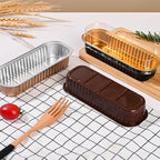 Mini Loaf Baking Pans with Lids and Spoons (50 Pack, 6.8oz) Rectangle Aluminum Foil Baking Pans Tins Containers - Cupcake Containers Wrappers Cheesecake Creme Brulee Ramekins