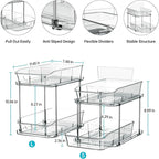 Delamu 2-Tier Under Sink Organizers and Storage, Multi-Purpose Stackable Bathroom Cabinet organizers, Pull Out Kitchen Pantry Organization and Storage with Dividers(2 Pack, Grey)