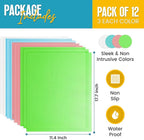 Refrigerator Liners for Shelves (12 Pack) by Linda’s Essentials - Non-Adhesive Shelf or Drawer Liner, BPA-Free Fridge Mats for Kitchen & Cabinets, Easy to Clean, Ideal Household Essentials(MultiColor)