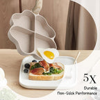 Caannasweis Egg Pan Omelette Pan, 4-Cup Nonstick Granite Omelette Skillet Breakfast Frying Pan Egg Cooker Suitable for Gas Stove & Induction Cookware, PFOA PFOS Free, Brown Heart Shaped