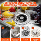 Sink Drain Strainer - Sink Stopper, 3-in-1 Kitchen Stainless Steel Drain Plug with Anti-Clog Basket, Pop-Up Cover Fits Standard 3-1/2” Openings for Double Bowl Kitchen Sinks,Black