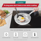 Sunhouse 9.5 Inch Tri-Ply Stainless Steel Frying Pan, Whole-Clad No Coatings Skillet with Stay-cool Handle for Cooking, Durable & Oven Safe to 500°F, Dishwasher Safe, Compatible with All Cooktops