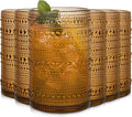 Amber Hobnail Drinking Glasses Set of 6,15 oz Vintage Highball Glasses,Drinkware Kitchen Glasses for Cocktail,Iced Coffee,Beer,Ice Tea,Wine,Whiskey,Water