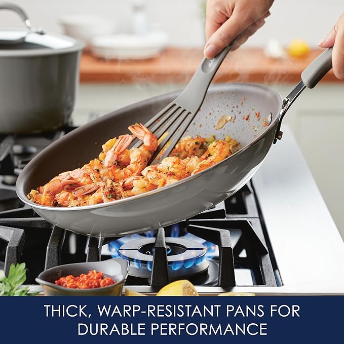 Rachael Ray Cook + Create Nonstick Frying Pan/Skillet, 12.5 Inch, Gray
