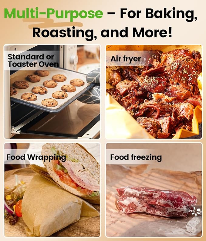 200 PCS Unbleached Parchment Paper Sheets for Baking 12x16 Inches, Non-Stick and Non-Toxic Pre-cut Parchment Sheets for Oven, Cooking, Grilling, Air Fryer and Steaming - Fit for Half Sheet Pans