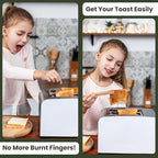 Toaster Tongs With Magnet | Kitchen Utensils For Cooking and Holding Toast Bacon Muffin Bagel Bread | 8 Inch Long Natural Non Toxic Bamboo