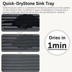 Set of 4 Bathroom Vanity Tray, Quick-Dry Diatomite Kitchen Tray with Non-Slip Pads | Water Absorbing Stone Used for Soap, Sponges, Cosmetics | Eco-Friendly Bath Sink Organizer