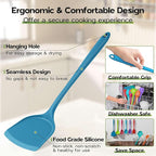 Onader Silicone Kitchen Utensils, Non Toxic Cooking Utensils Set for Nonstick Cookware, Kitchen Gadgets Tools Set of 10 - Colorful