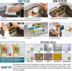 TAILI Sink Caddy with Strong Suction Cup, Sponge Holder for Kitchen Sink Organizer, Removable Sponge Caddy Inside Sink, Rustproof Aluminum Holder for Sponges, Brushes - Gold