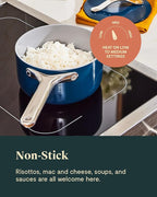 Caraway Nonstick Ceramic Sauce Pans with Lids (3 qt & 1.75 qt) - Non Toxic, PTFE & PFOA Free - Oven Safe & Compatible with All Stovetops (Gas, Electric & Induction) - Perracotta