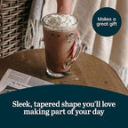 Libbey Cavana Extra Tall Mug - Classic Set 4 Tapered Shape Clear Coffee Mug, Dishwasher Safe Clear Glass Coffee Mugs for Warm Lattes, and More