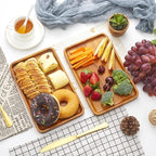 1 pcs 13"x 9" Solid Acacia Wood Serving Tray Rectangular Wooden Serving Platter Natural Wooden Board for Bar Coffee Party