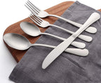 LIANYU 20 Piece Silverware Set, Matte Silverware Flatware Set for 4, Stainless Steel Cutlery Tableware Set, Kitchen Utensils for Home Restaurant Party, Satin Finish, Dishwasher Safe