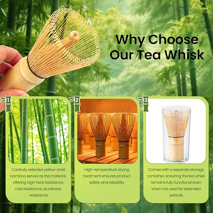 Matcha Whisk Set, Ceramic Matcha Kit Desert Style, Matcha Whisk and Bowl, Bamboo Scoop and Rest, Sifter and Tea Towel, 7 Pcs Gifts for Matcha Lover - Matte Black