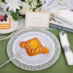 WELLIFE 175Pcs Silver Dinnerware Sets, Include:25 Dinner Plates, 25 Dessert Plates, 25 Paper Napkins, 25 Cups, 75 Silver Silverware Set for Party and Weddings