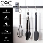 COOK WITH COLOR Stainless Steel Silicone Tipped Kitchen & BBQ Tongs Set, 3 Pc Utensils, Black