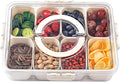 shopwithgreen Divided Serving Tray with Lid and Handle, Portable Snackle Box Charcuterie Container for Party, Veggies, Snack, Fruit, Nuts, Candy, Christmas Tray Snack Box for Entertaining, Picnic