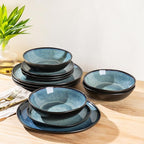 AmorArc Ceramic Dinnerware Sets,Handmade Reactive Glaze Stoneware Plates and Bowls Sets,Highly Scratch Resistant | Dishwasher & Microwave Safe Dishes Set,Service for 8 (24pc)