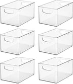 iDesign Stackable Clear Plastic Bin - Kitchen Organizers and Storage for Fridge and Pantry, 6-Pack